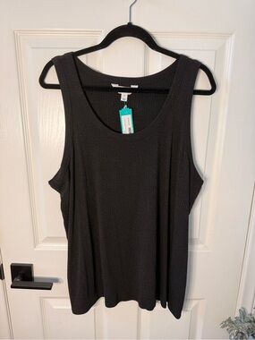 Market & Spruce Black Ribbed Scoop Tank Top NWT